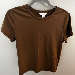 Athleta Brown Short Sleeve Ribbed Tee